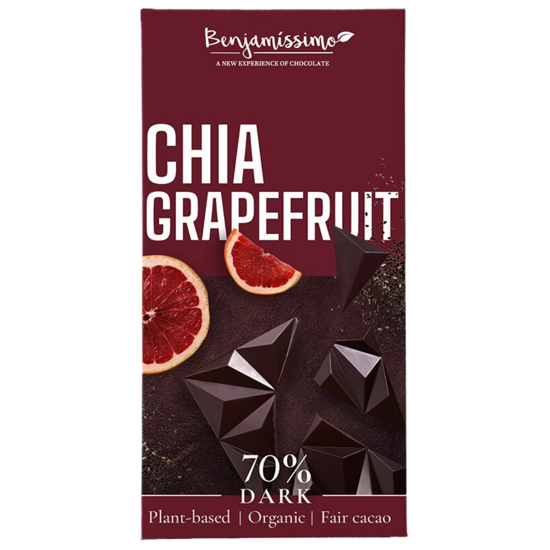 Benjamissimo, 70% tumma suklaa, chia greippi, 60 g