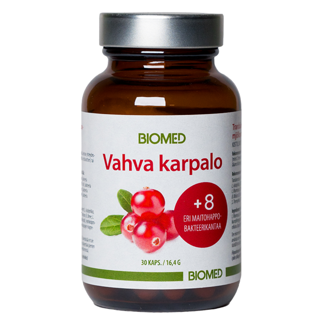 Biomed Vahva Karpalo + Maitohappobakteeri 30 kaps.