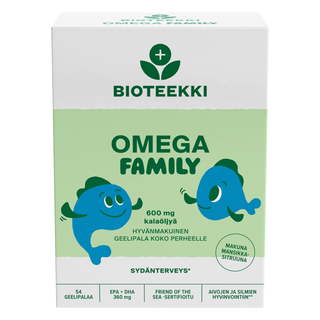 Bioteekin Omega Family mansikka-sitruuna 54 kpl
