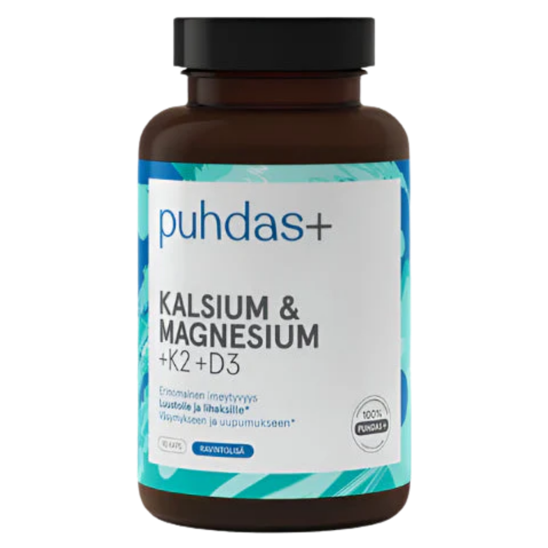 Puhdas+ Kalsium & Magnesium + K2 + D3 90 kaps.