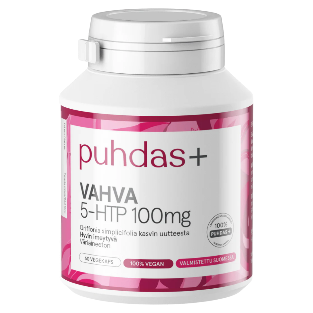 Puhdas+, Vahva 5-HTP, 100 mg, 60 kaps.