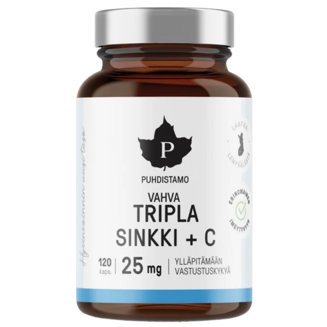 Puhdistamo Tripla Sinkki + C 25 mg 120 kaps.