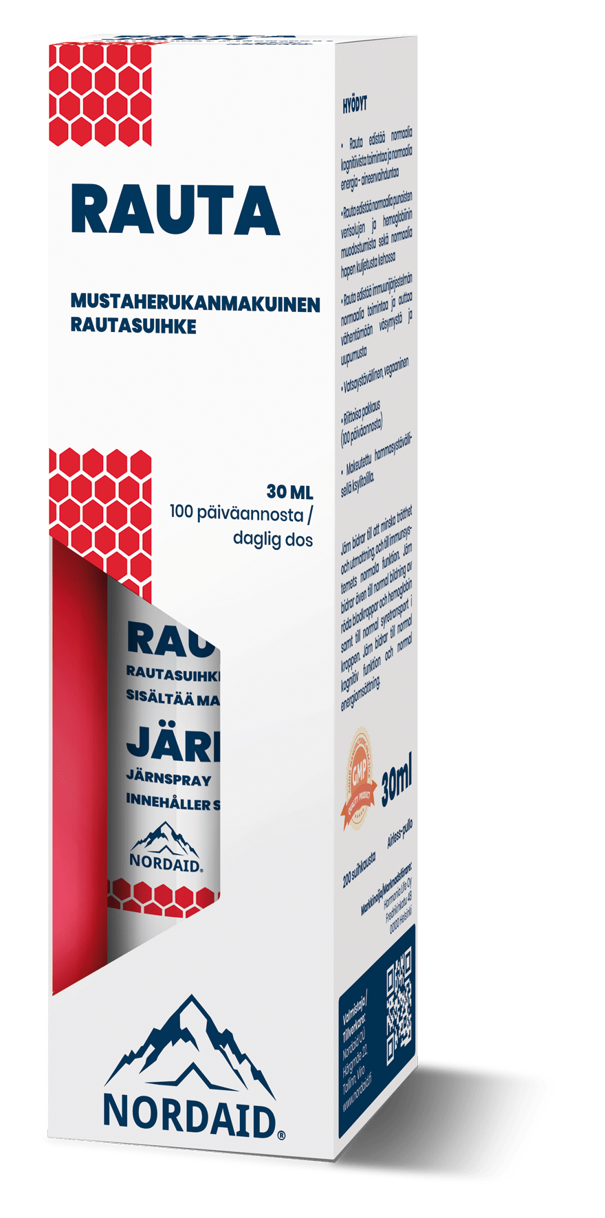 Nordaid Rauta suusuihke 30 ml (Mustaherukanmakuinen) - Sinunapteekki.fi