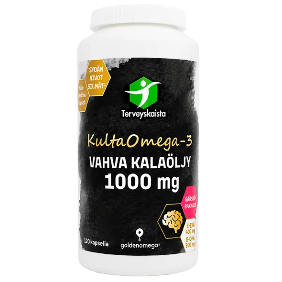 Terveyskaista KultaOmega-3 Vahva Kalaöljy 1000 mg 120 kaps.