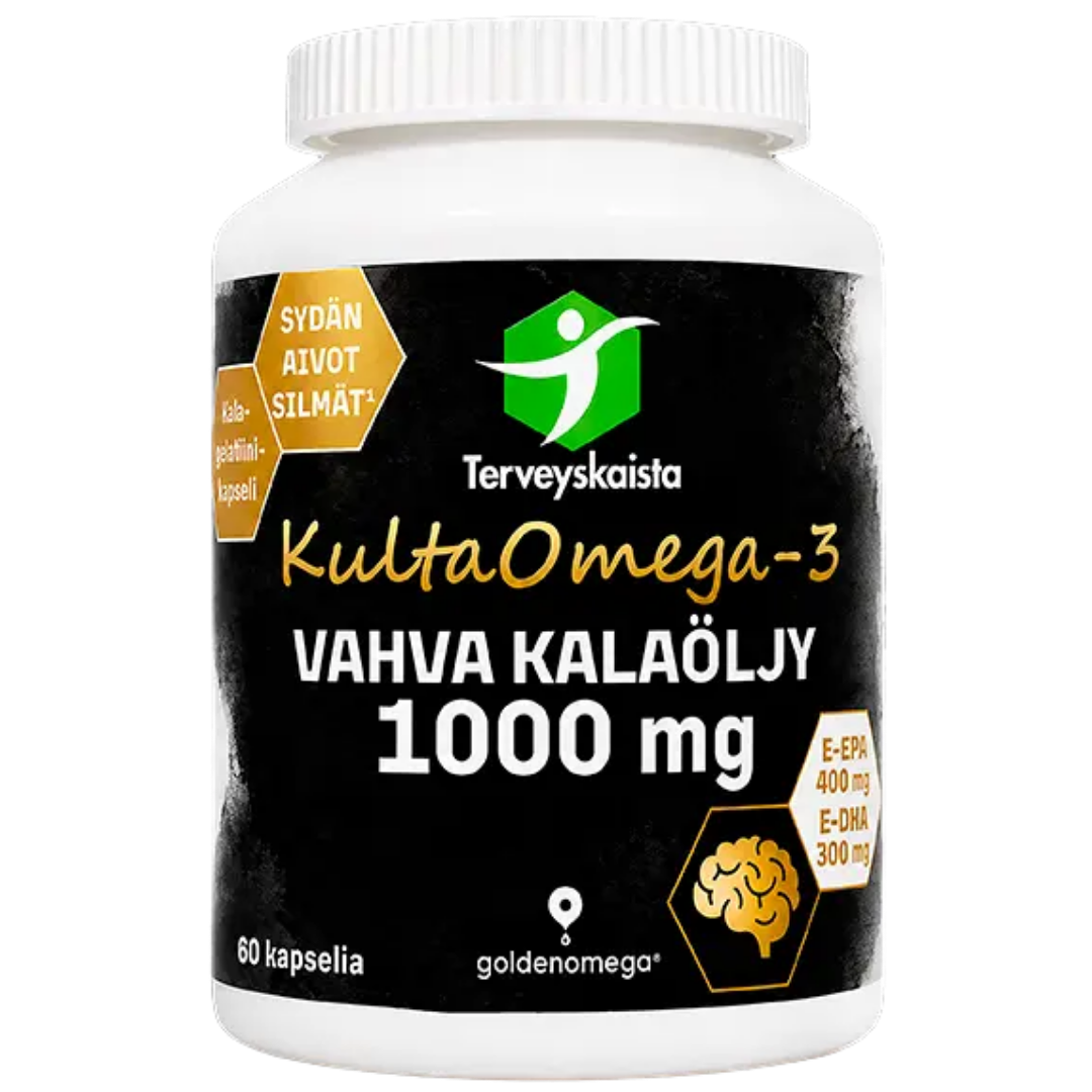 Terveyskaista KultaOmega-3 Vahva Kalaöljy 1000 mg 60 kaps.