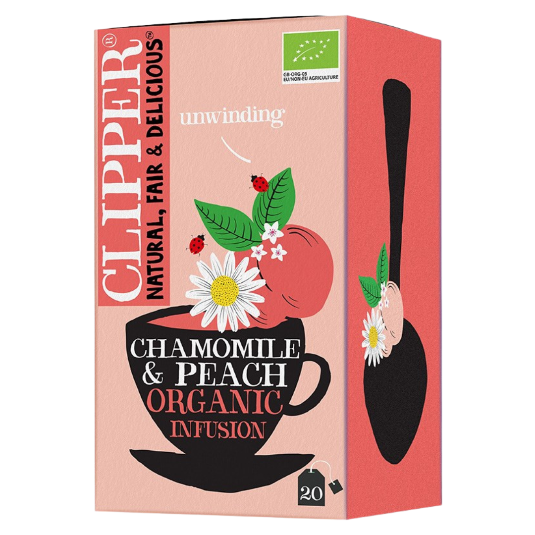 Clipper Chamomile & Peach Infusion - Kamomilla-persikkayrttitee 20 teepussia.