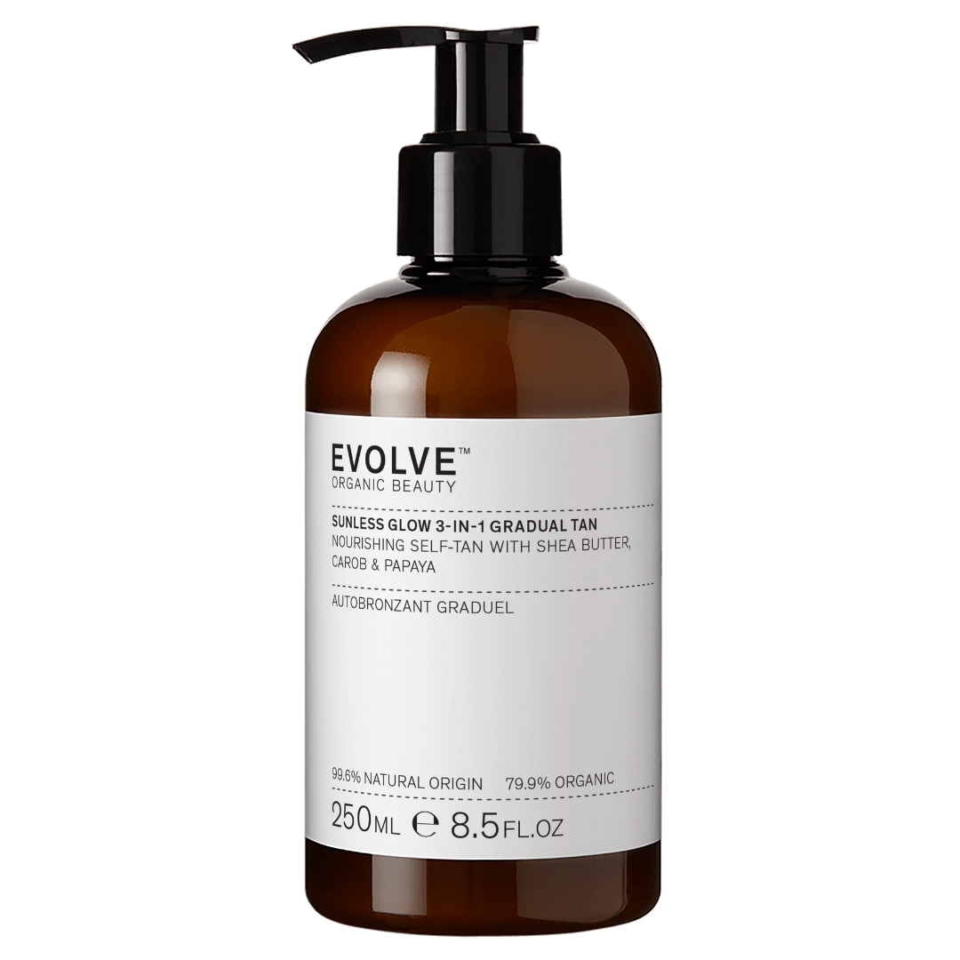 Evolve Organic Beauty Sunless Glow 3-In-1 Gradual Tan - Itseruskettava vartalovoide 250 ml - Sinunapteekki.fi