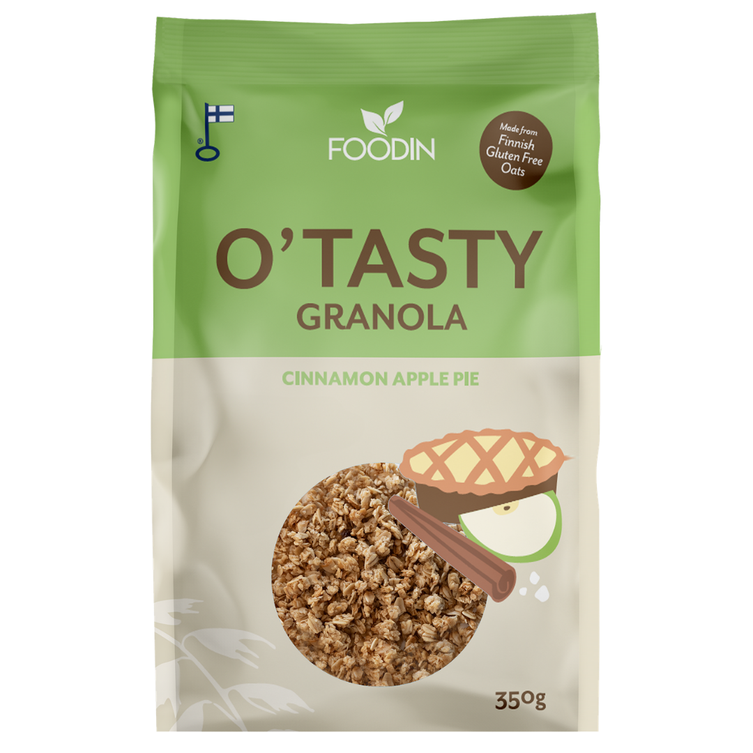 Foodin O'Tasty Granola Cinnamon Apple Pie - Kauragranola Omenapiirakka 350 g - Sinunapteekki.fi