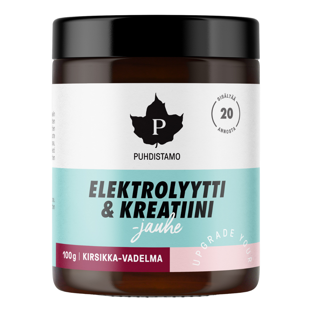 Puhdistamo Elektrolyytti & Kreatiini -jauhe Kirsikka-Vadelma 100 g