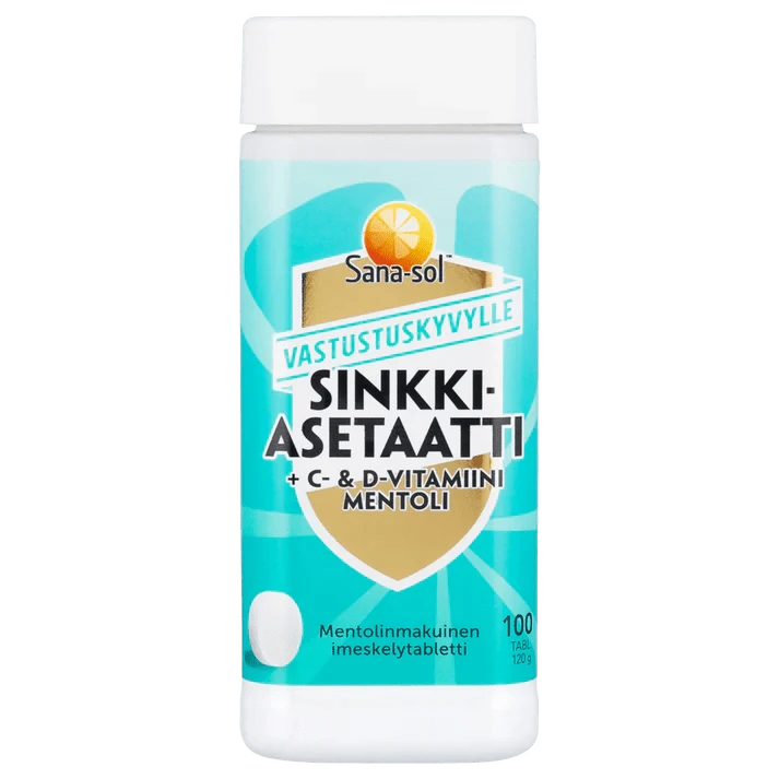 Sana-Sol Sinkkiasetaatti + C - & D-Vitamiini 100 tabl.