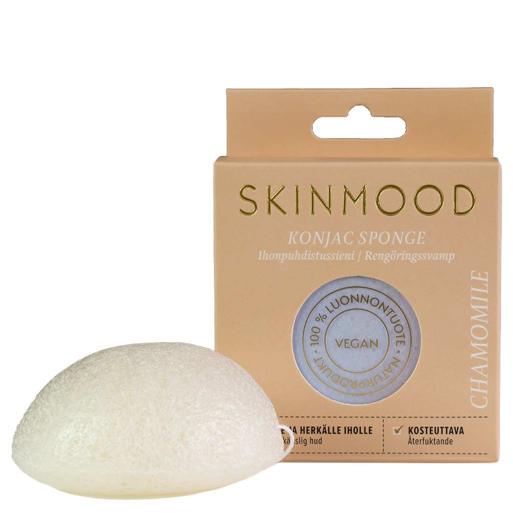 SkinMood Konjac Sponge Chamomille - Kamomilla Kasvosieni normaalille ja herkälle iholle 1 kpl - erä