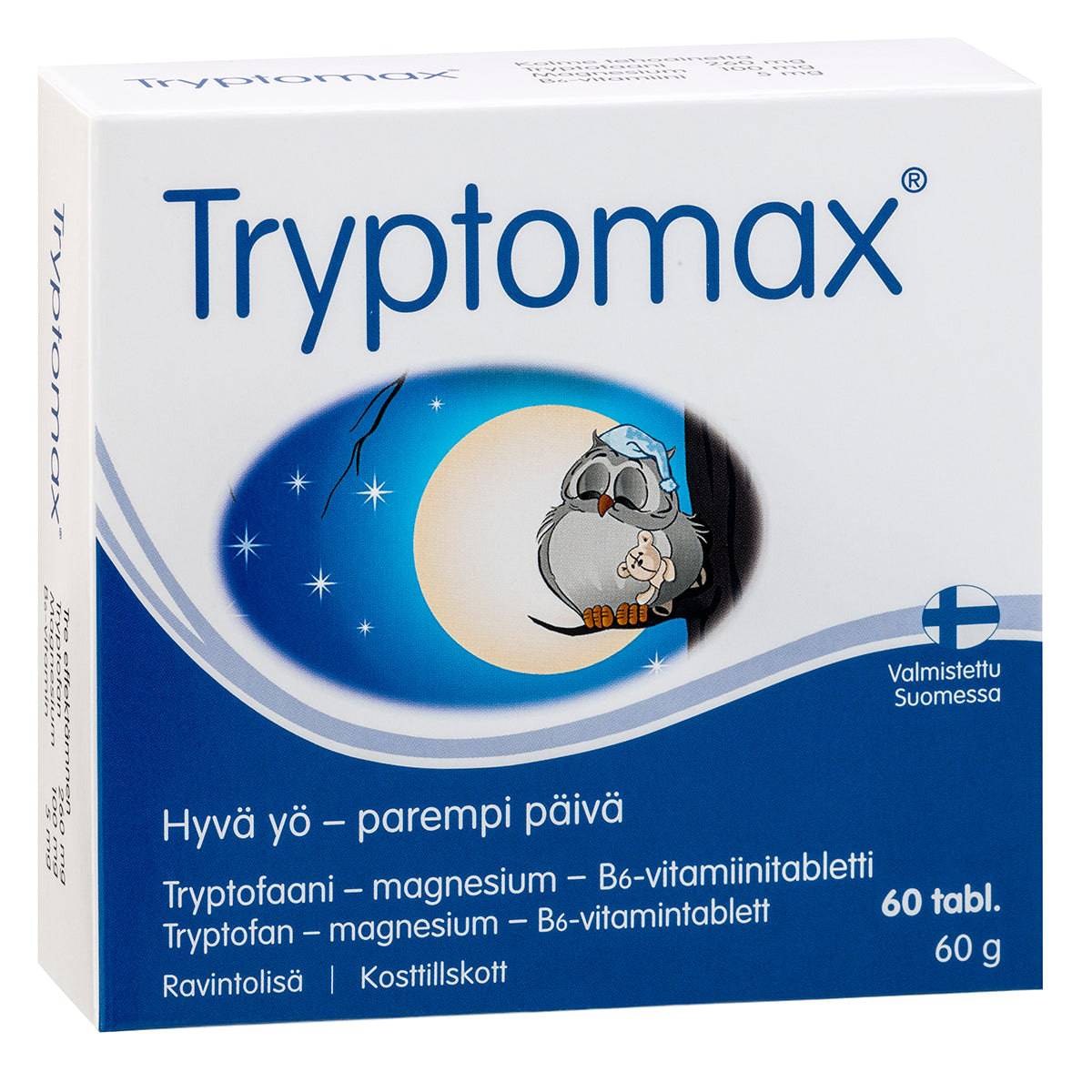 Tryptomax - Tryptofaani-magnesium-B6-vitamiinitabletti 60 tabl. - Sinunapteekki.fi