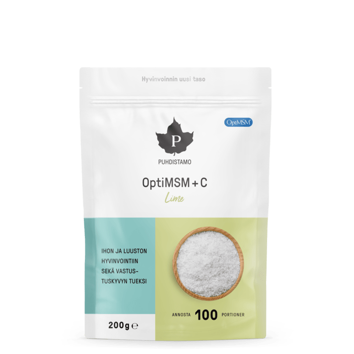 Puhdistamo OptiMSM + C Lime - jauhe 200 g - Sinunapteekki.fi