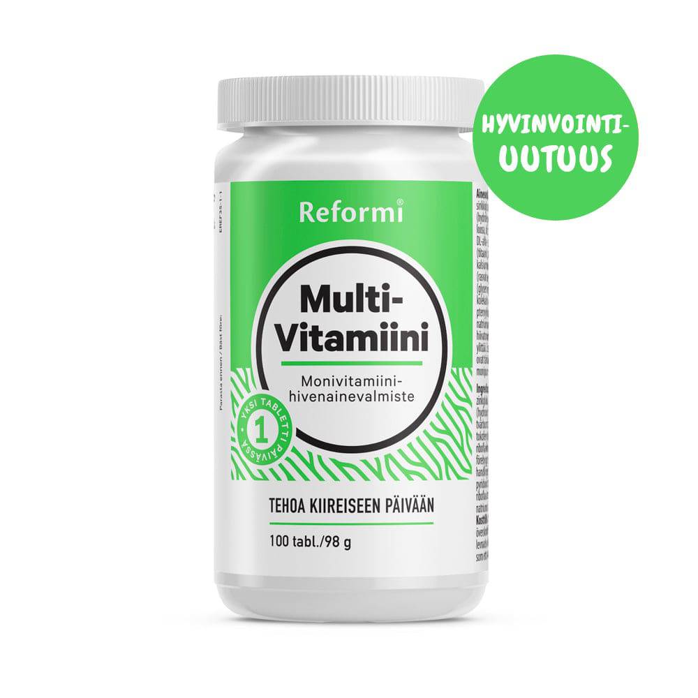 Reformi Multivitamiini 100 tabl. - Monivitamiini-hivenainetabletti - Päiväys 02/2025 - Sinunapteekki.fi