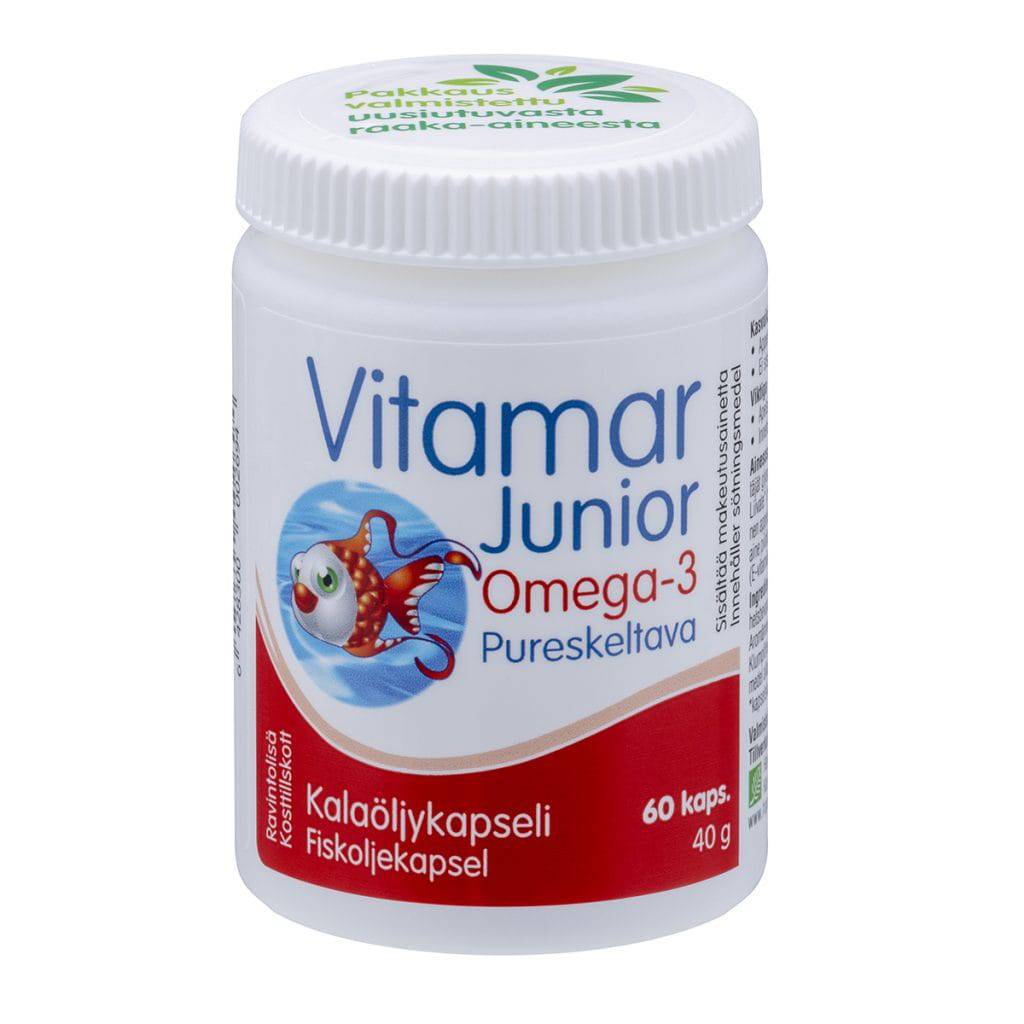 Vitamar Junior Omega-3 kalaöljy 60 kaps. - Sinunapteekki.fi
