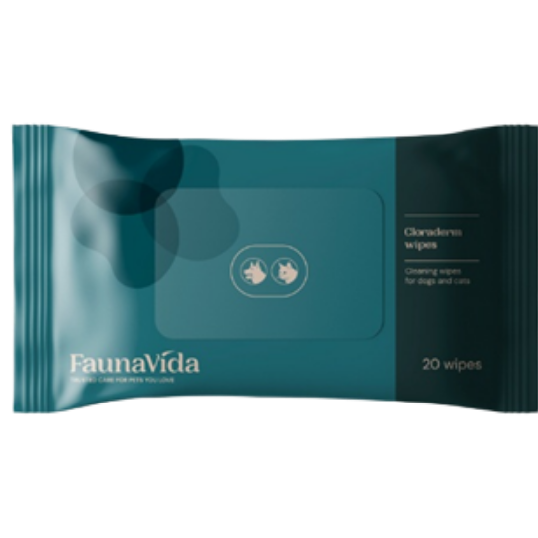 FaunaVida Cloraderm Pocket Wipes - Kosteat Puhdistuspyyhkeet 20 kpl