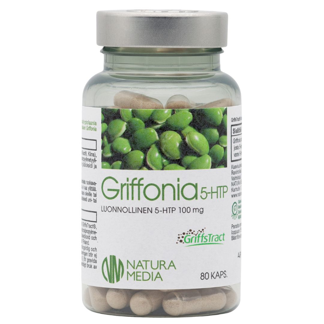Natura Media Griffonia 5-HTP 80 kaps., luonnollinen 5-HTP, sinunapteekki.fi