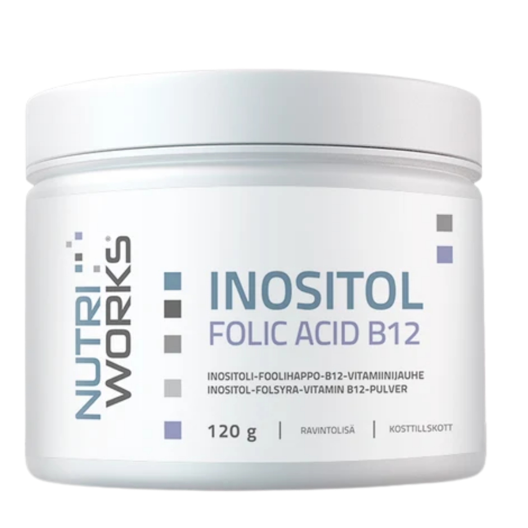 Nutri Works Inositol Folic Acid B12 - Inositoli-foolihappo-B12-vitamiinijauhe 120 g