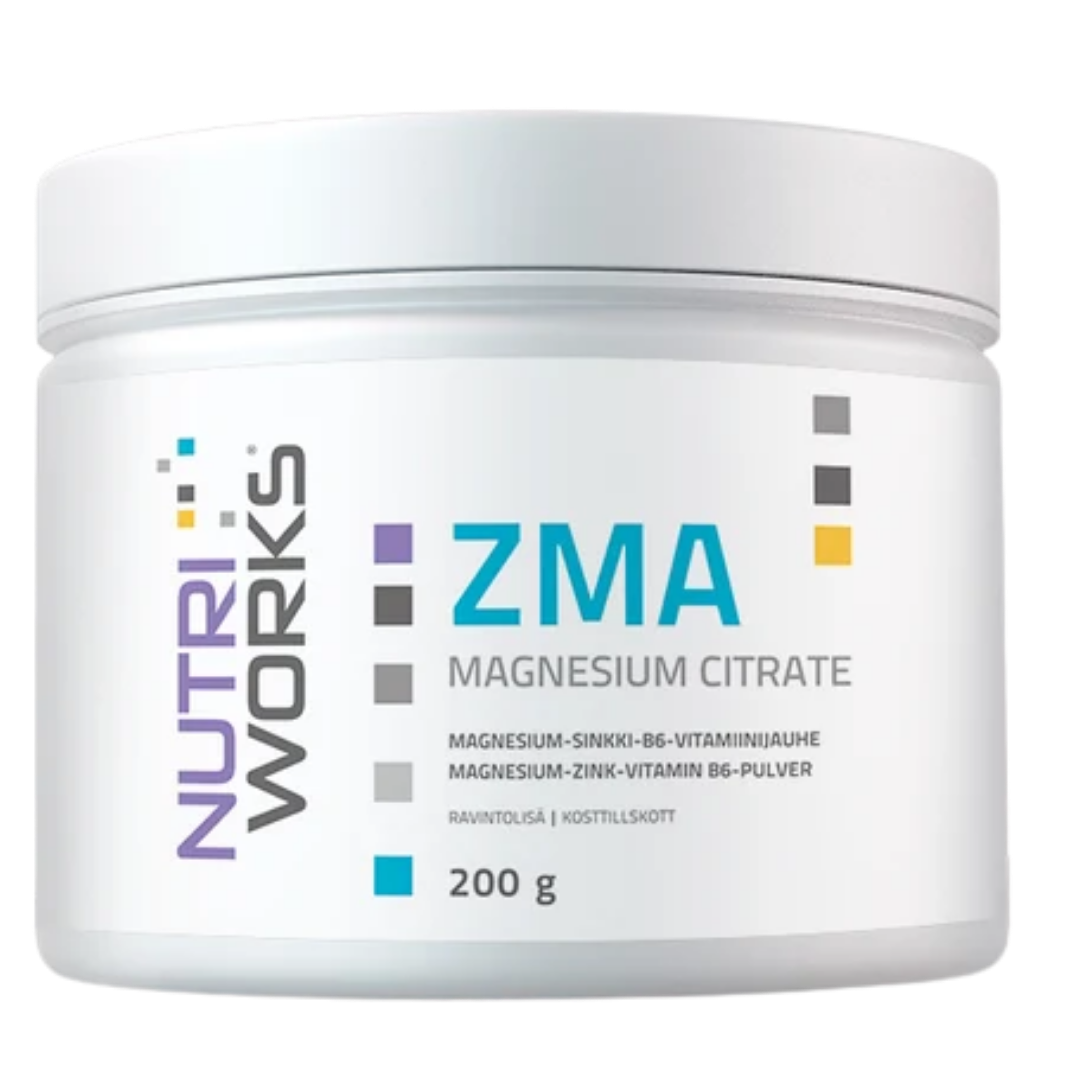 Nutri Works ZMA - magnesium- sinkki - B6-vitamiinijauhe 200 g