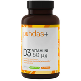 Puhdas+ D3-vitamiini Oliiviöljy 50 µg 120 kaps.