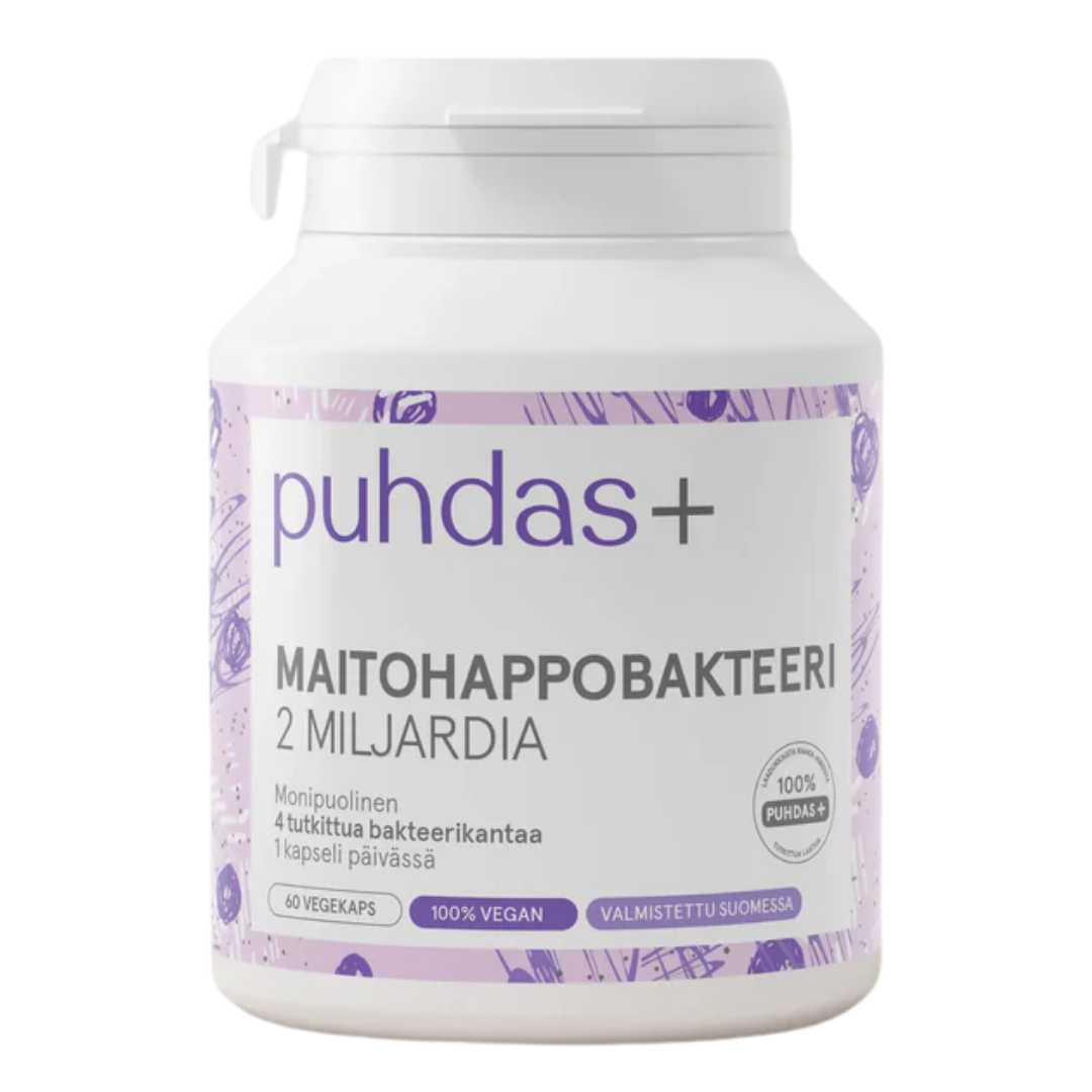 Puhdas+ Maitohappobakteeri 2 miljardia 60 vegekaps.