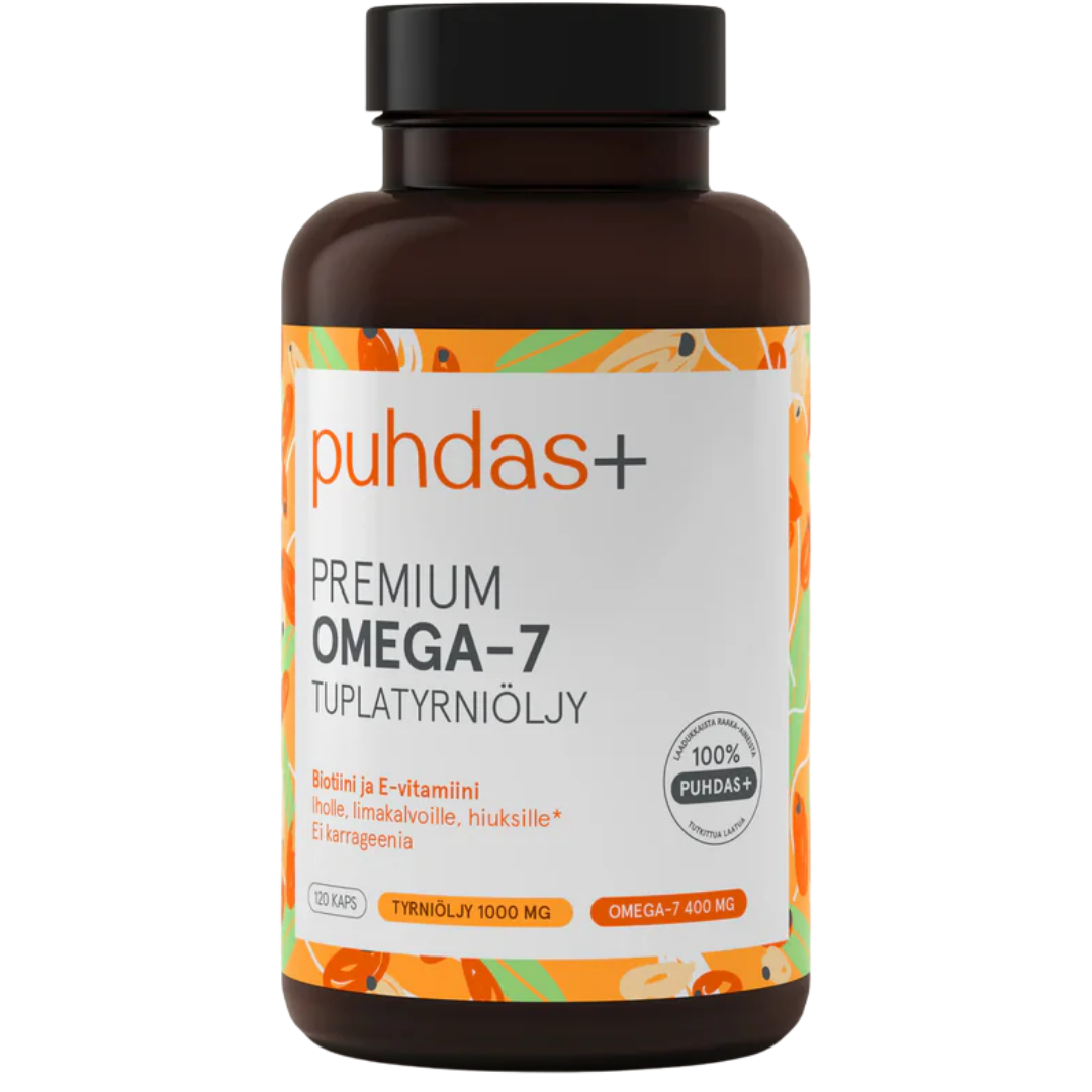 Puhdas+ Premium Omega-7 - Tyrniöljyvalmiste 120 kaps.