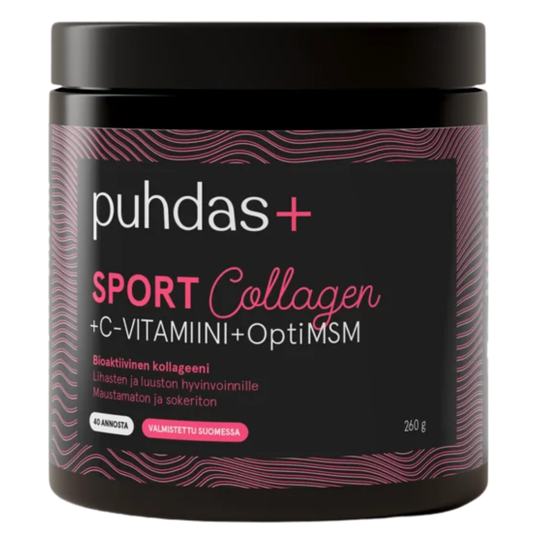 Puhdas+ Sport Collagen, C-vitamiini,  Optimsm 260 g