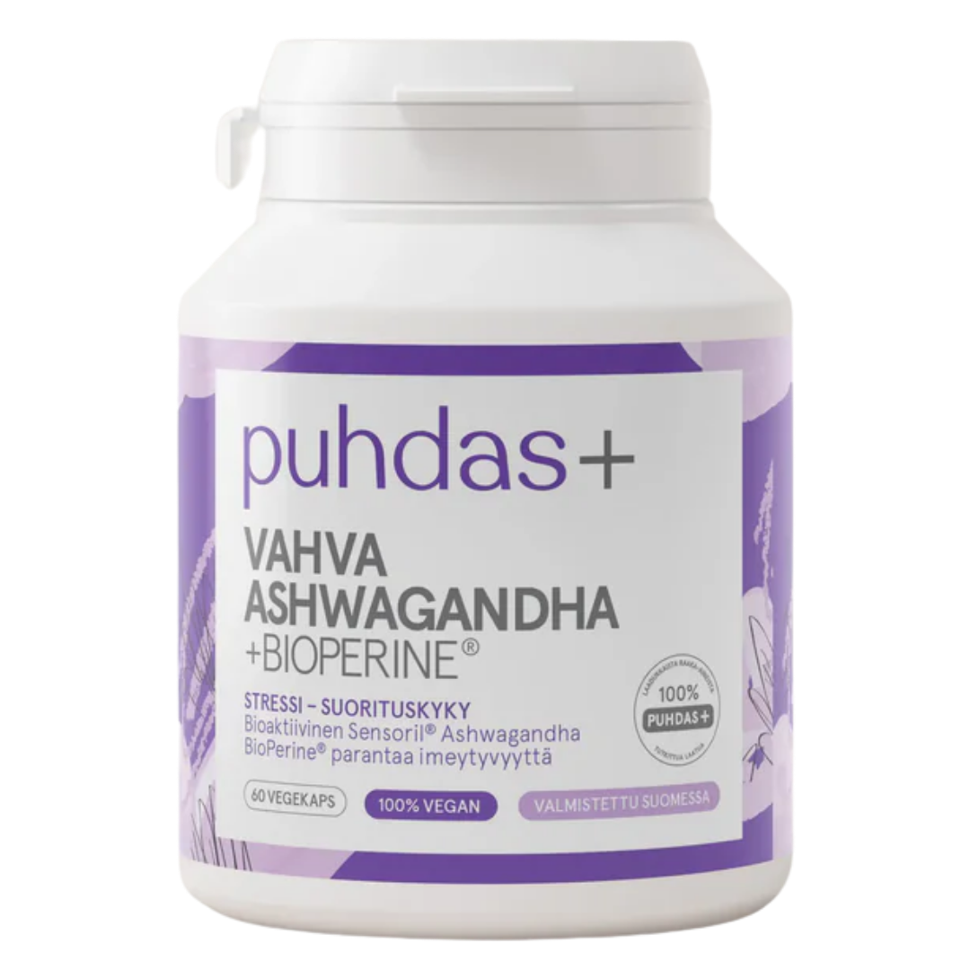 Puhdas+ Vahva Ashwagandha + Bioperine 60 kaps.