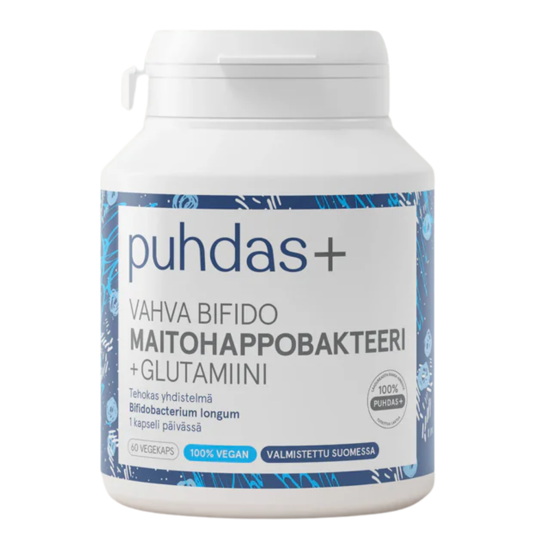 Puhdas+ Vahva Bifido Maitohappobakteeri + Glutamiini 60 kaps.