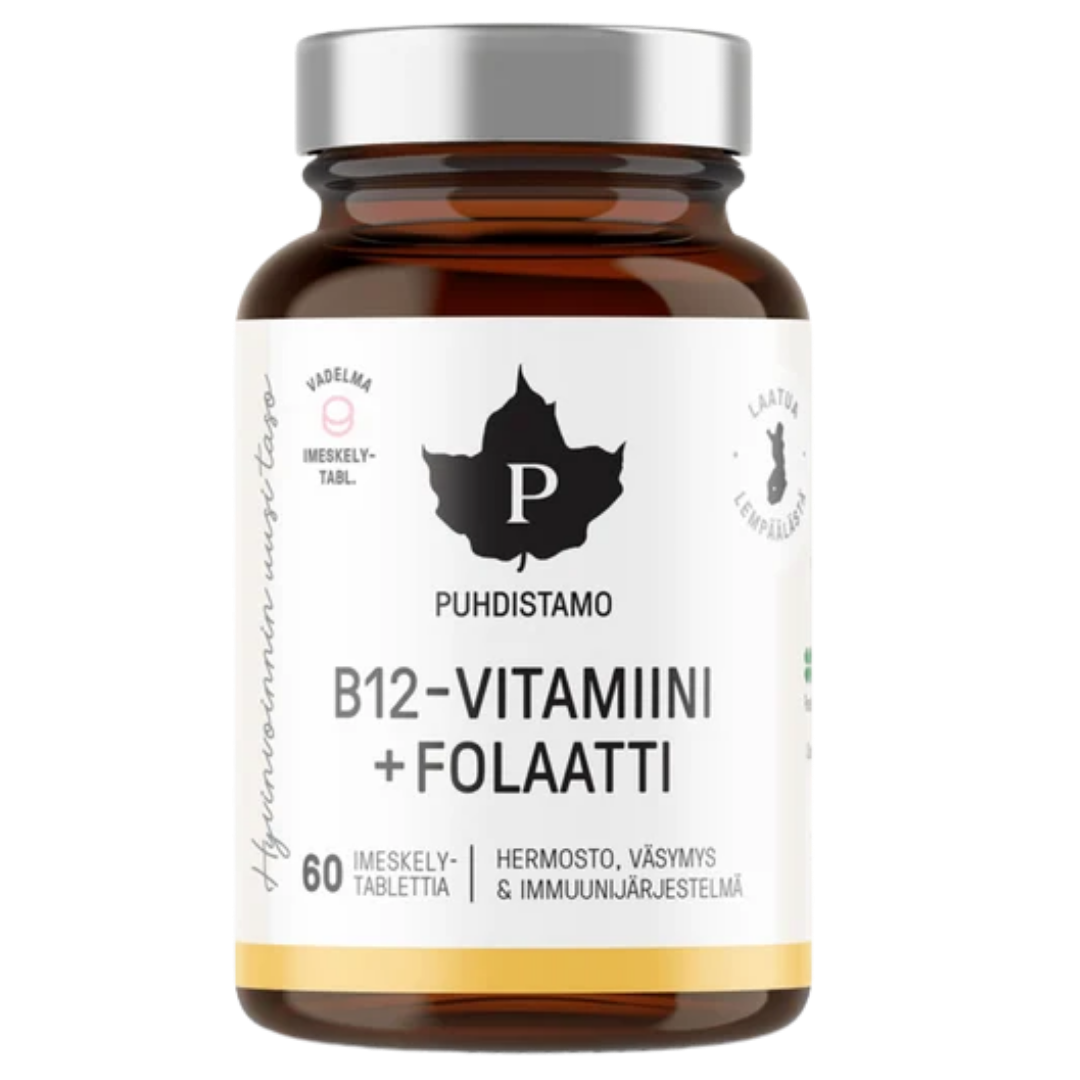 Puhdistamo B12-Vitamiini + Folaatti 60 imeskelytablettia