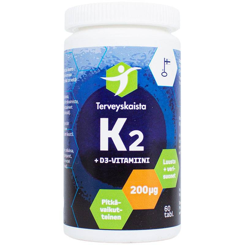 Terveyskaista K2 200 µg + D3 50 µg 60 tabl. - Sinunapteekki.fi