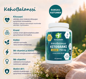 Terveyskaista KehoBalanssi Vahva Kitosaani 500 mg 60 tabl.