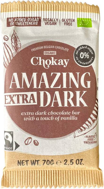 Chokay Amazing Extra Dark Chocolate Bar - Tumma Suklaa 65 % Sokeriton 70 g