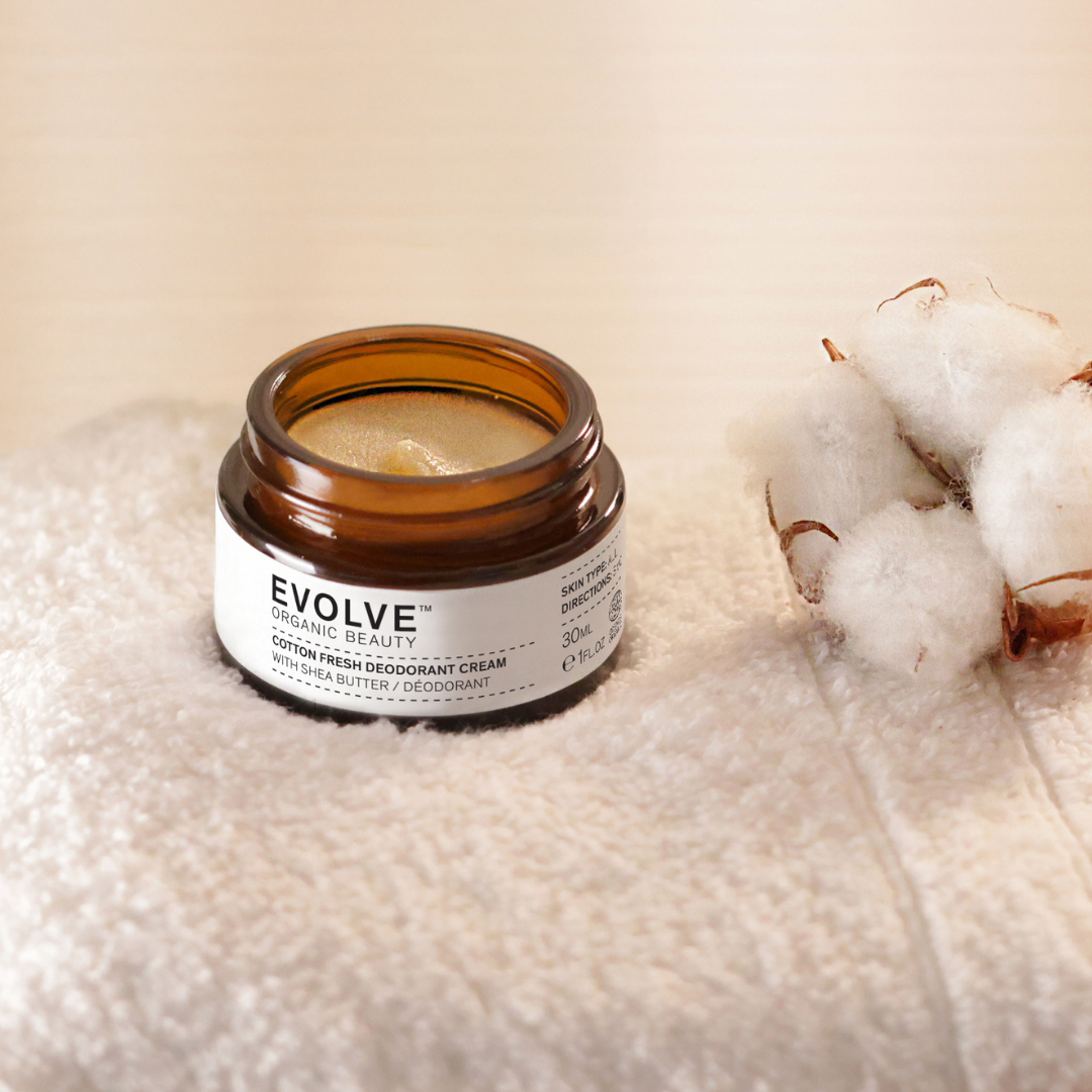 Ravitseva ja tehokas Evolve Organic Beauty Cotton Fresh Deodorant Cream -deodoranttivoide