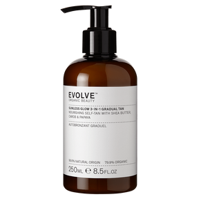 Evolve Organic Beauty Sunless Glow 3-In-1 Gradual Tan - Itseruskettava vartalovoide 250 ml - Sinunapteekki.fi