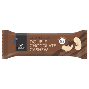 Foodin Clean & Real Double Chocolate Cashew - Proteiinipatukka - Sinunapteekki.fi