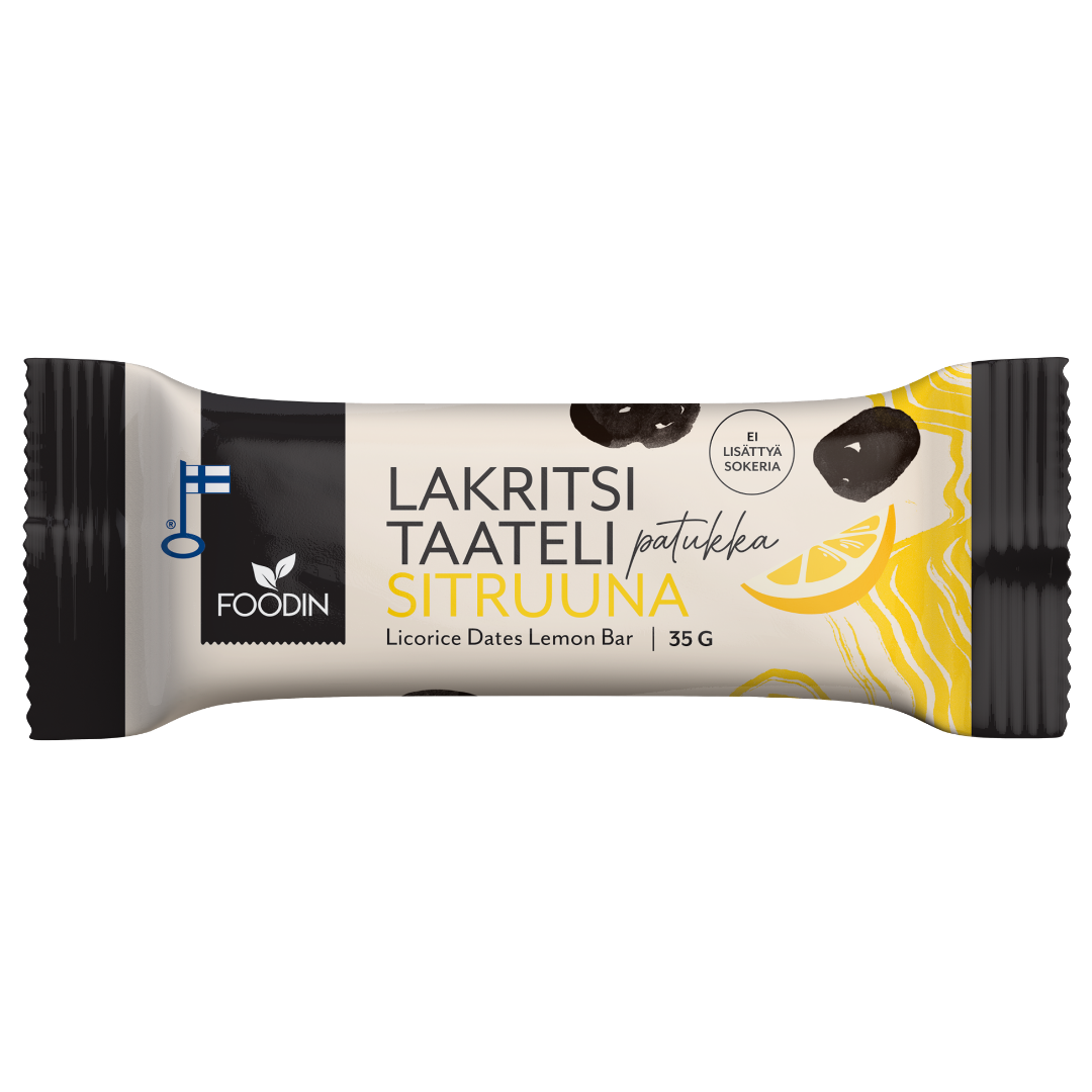 Foodin Lakritsitaatelipatukka Sitruuna 35 g - Sinunapteekki.fi