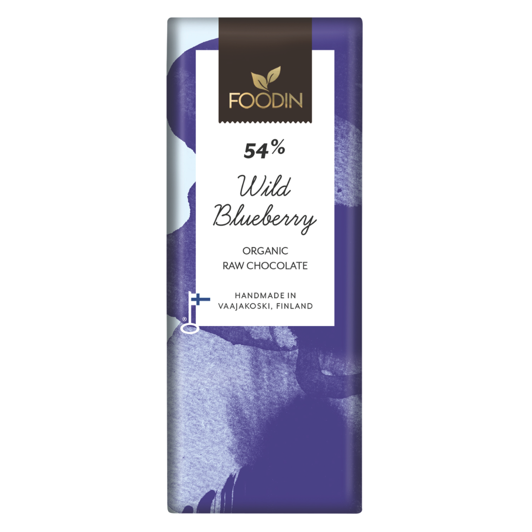 Foodin Wild Blueberry Raakasuklaa 54% 40 g - Sinunapteekki.fi