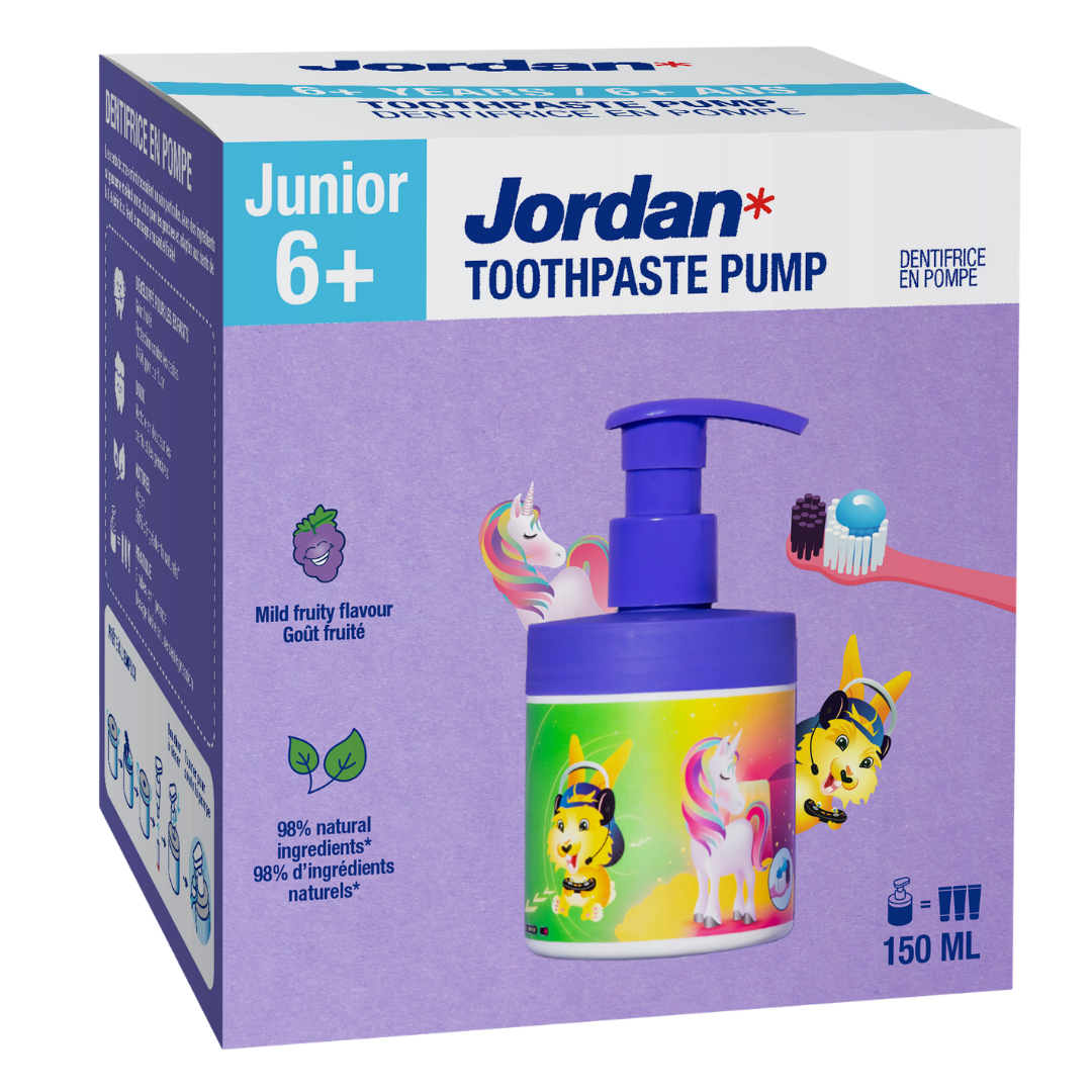 Jordan Junior 6-12-v - Lasten hammastahna pumppupullo 150 ml