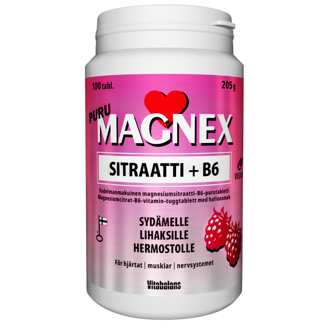 Magnex Sitraatti + B6 - Vadelma 100 purutabl.
