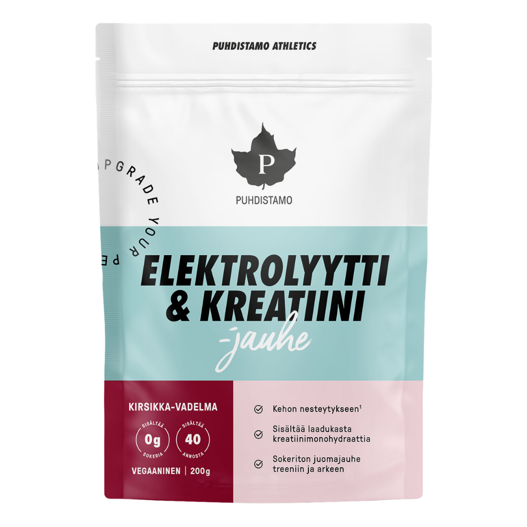 Puhdistamo Elektrolyytti & Kreatiini -jauhe Kirsikka-Vadelma 200 g