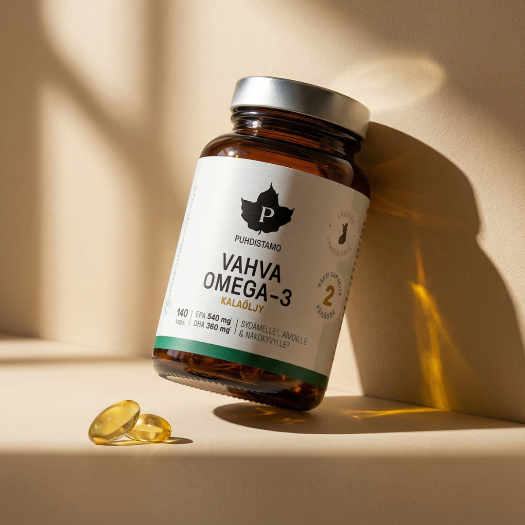 Puhdistamo Vahva Omega-3 kalaöljy sydämelle, aivoille ja näkökyvylle