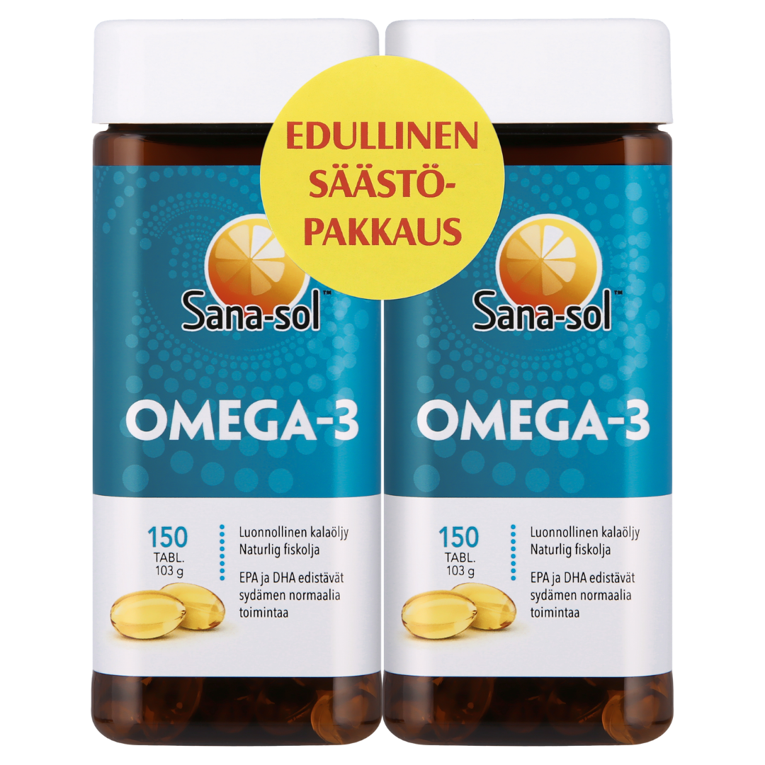 Sana-Sol Omega-3 - Kalaöljyvalmiste 2 x 150 kaps. tuplapakkaus