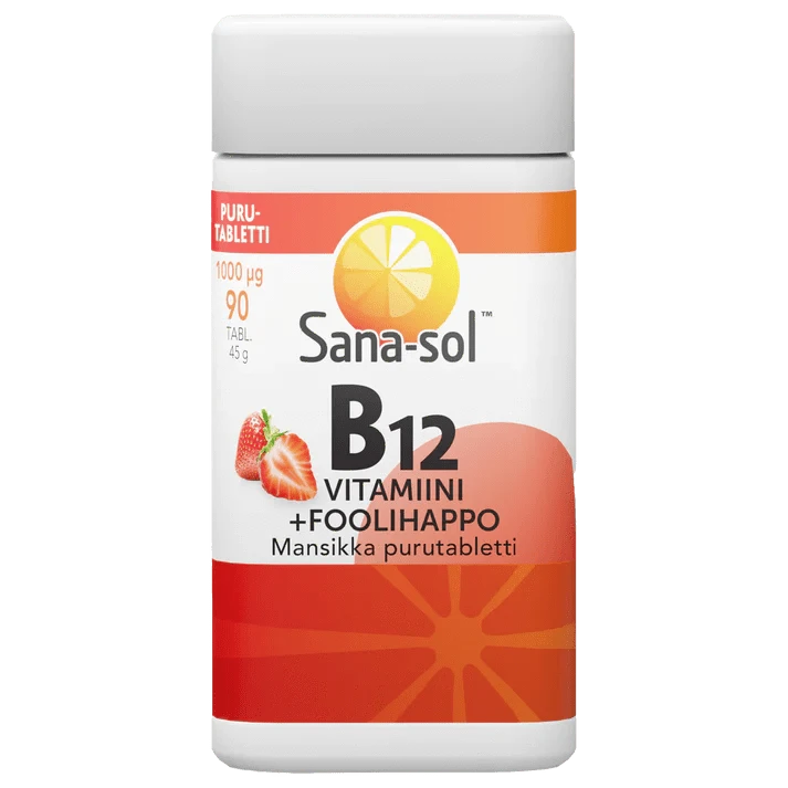 Sana-sol B12-Vitamiini 1000 µg + Foolihappo  90 tabl. - Sinunapteekki.fi
