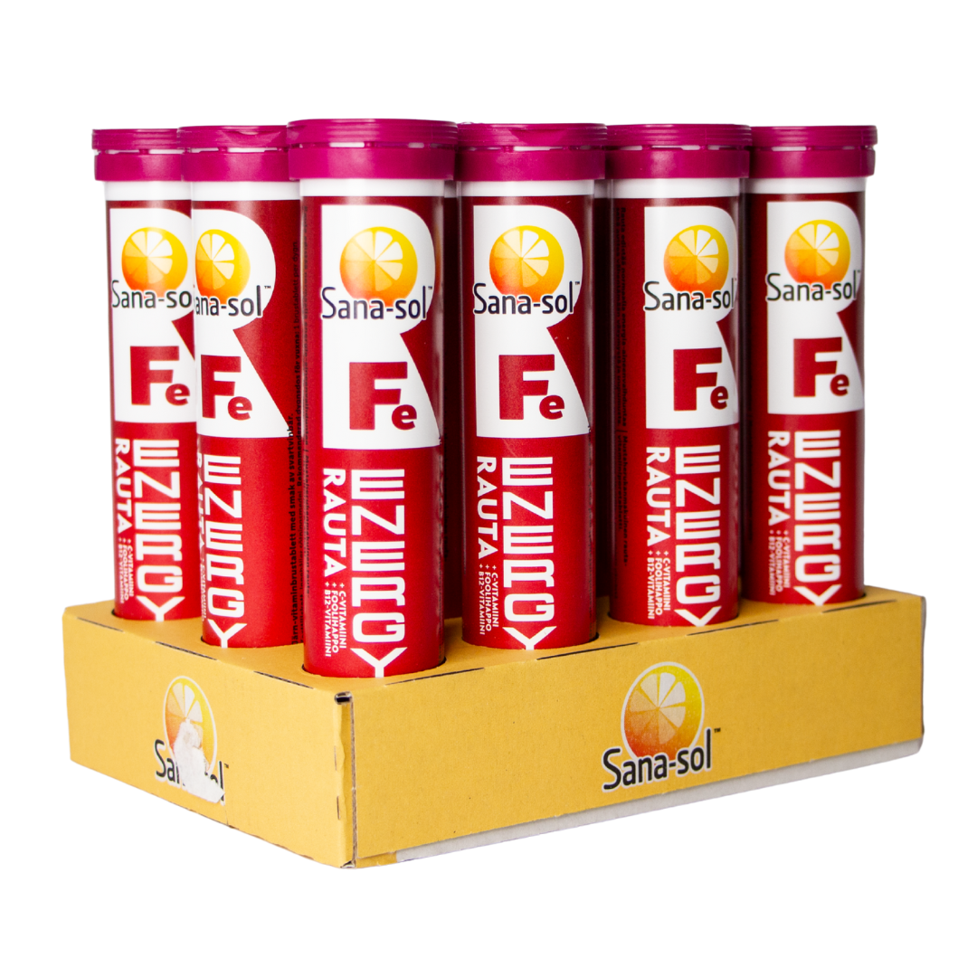 Sana-Sol Fe-Energy Rauta Mustaherukka 12 x 20 poretabl. TUKKUPAKKAUS