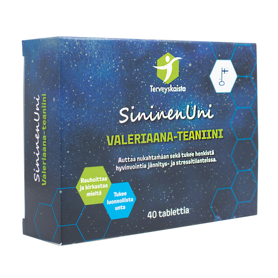 Terveyskaista Sininen Uni Valeriaana-teaniini 40 tabl.