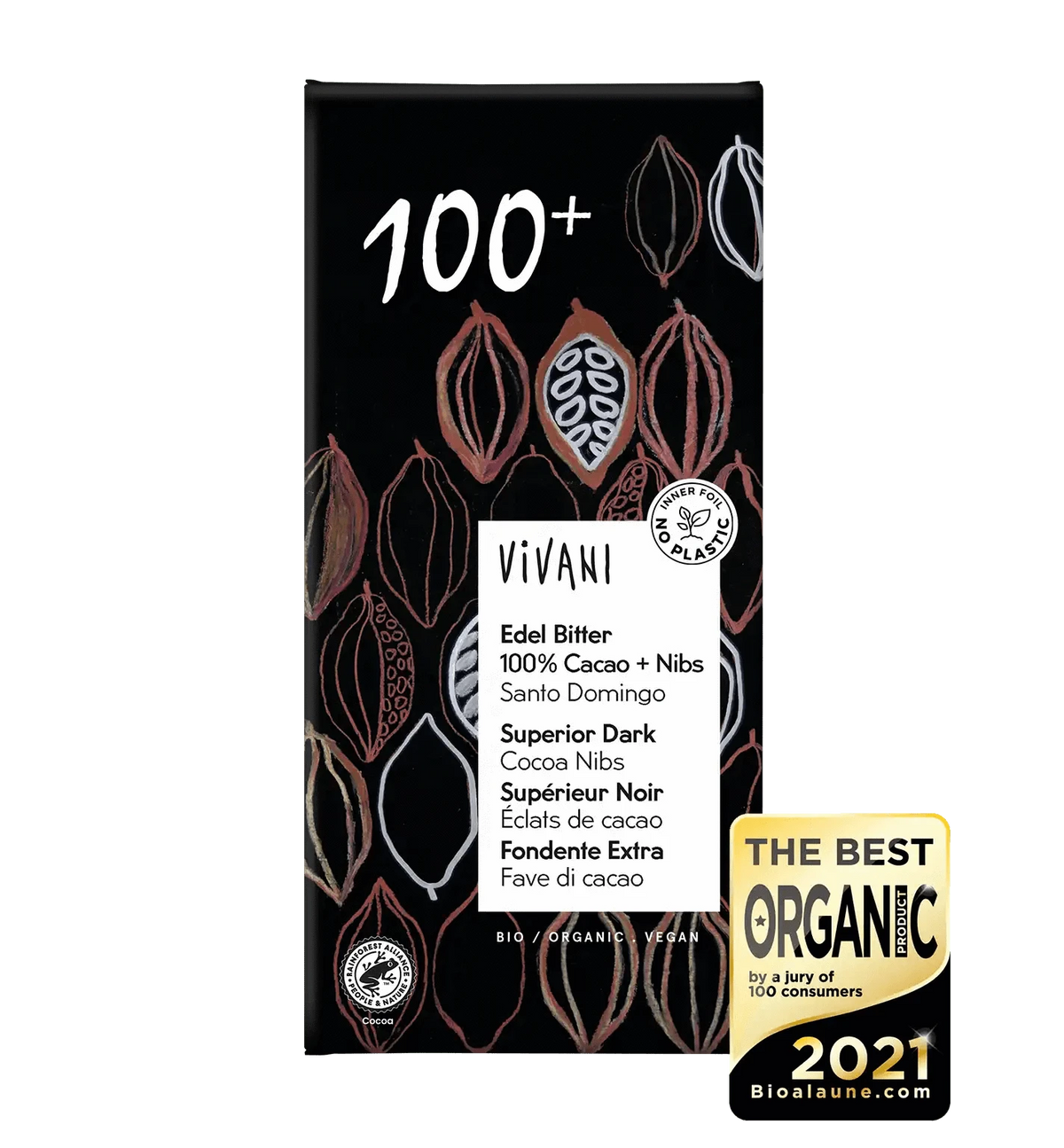 Vivani Superior Dark Cocoa - Luomu Tummasuklaa 100% 80 g