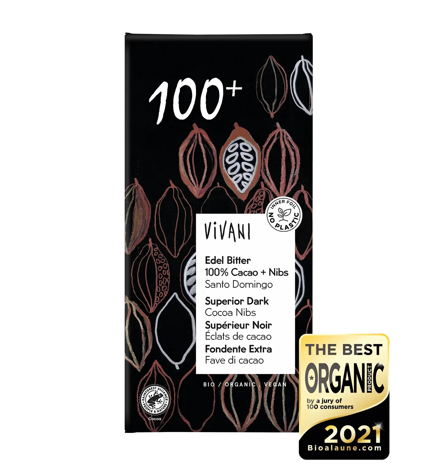 Vivani Superior Dark Cocoa - Luomu Tummasuklaa 100% 80 g