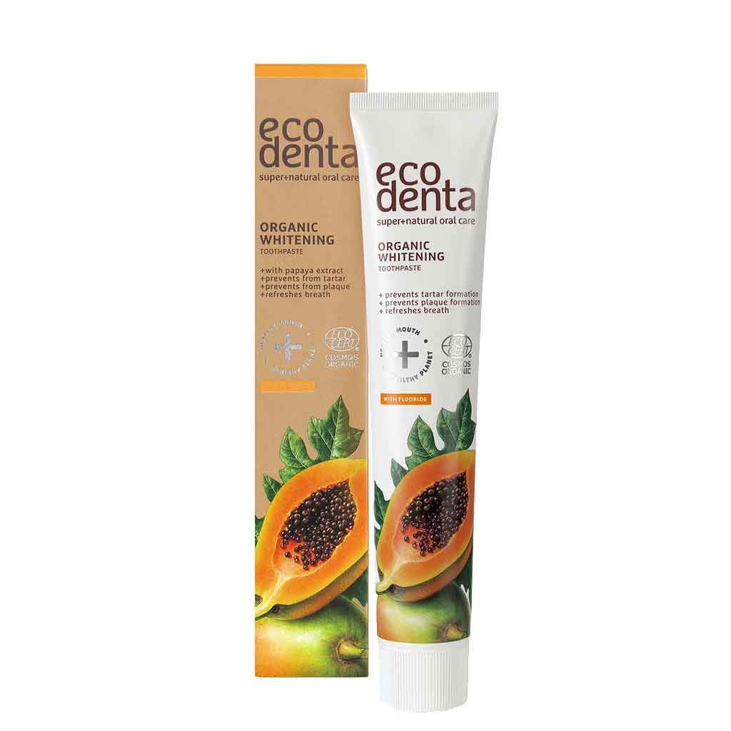 Ecodenta Whitening Toothpaste - Valkaiseva Papaija Luomu Hammastahna 75 ml - poistuu - Sinunapteekki.fi