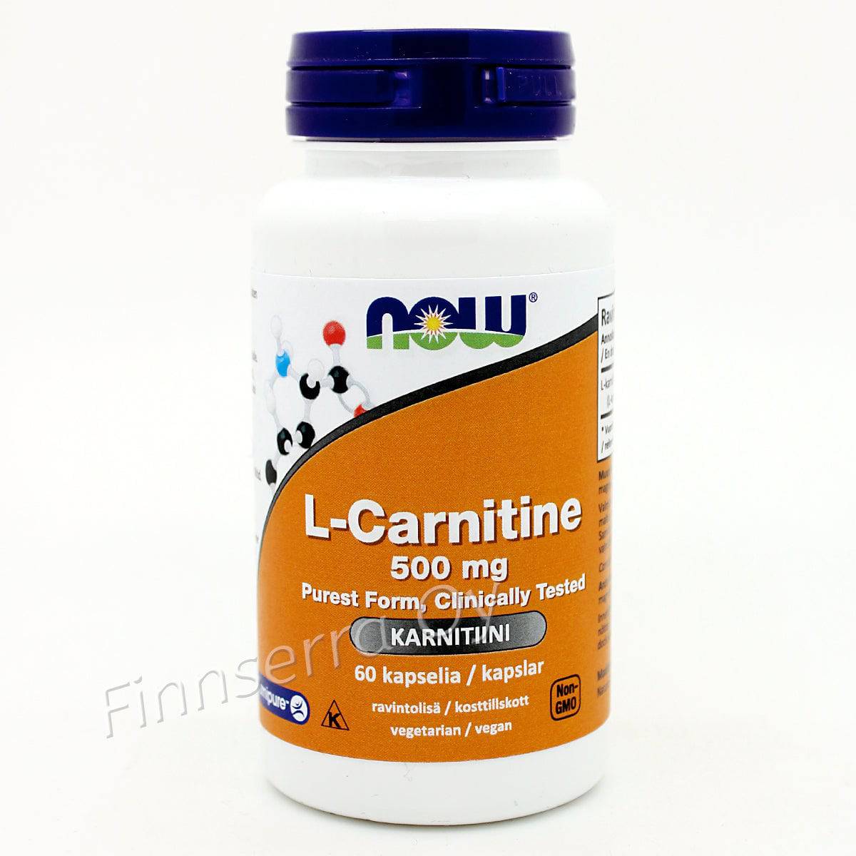 Now Foods L-Carnitine 500 mg - karnitiini 60 kaps. - poistunut - Sinunapteekki.fi